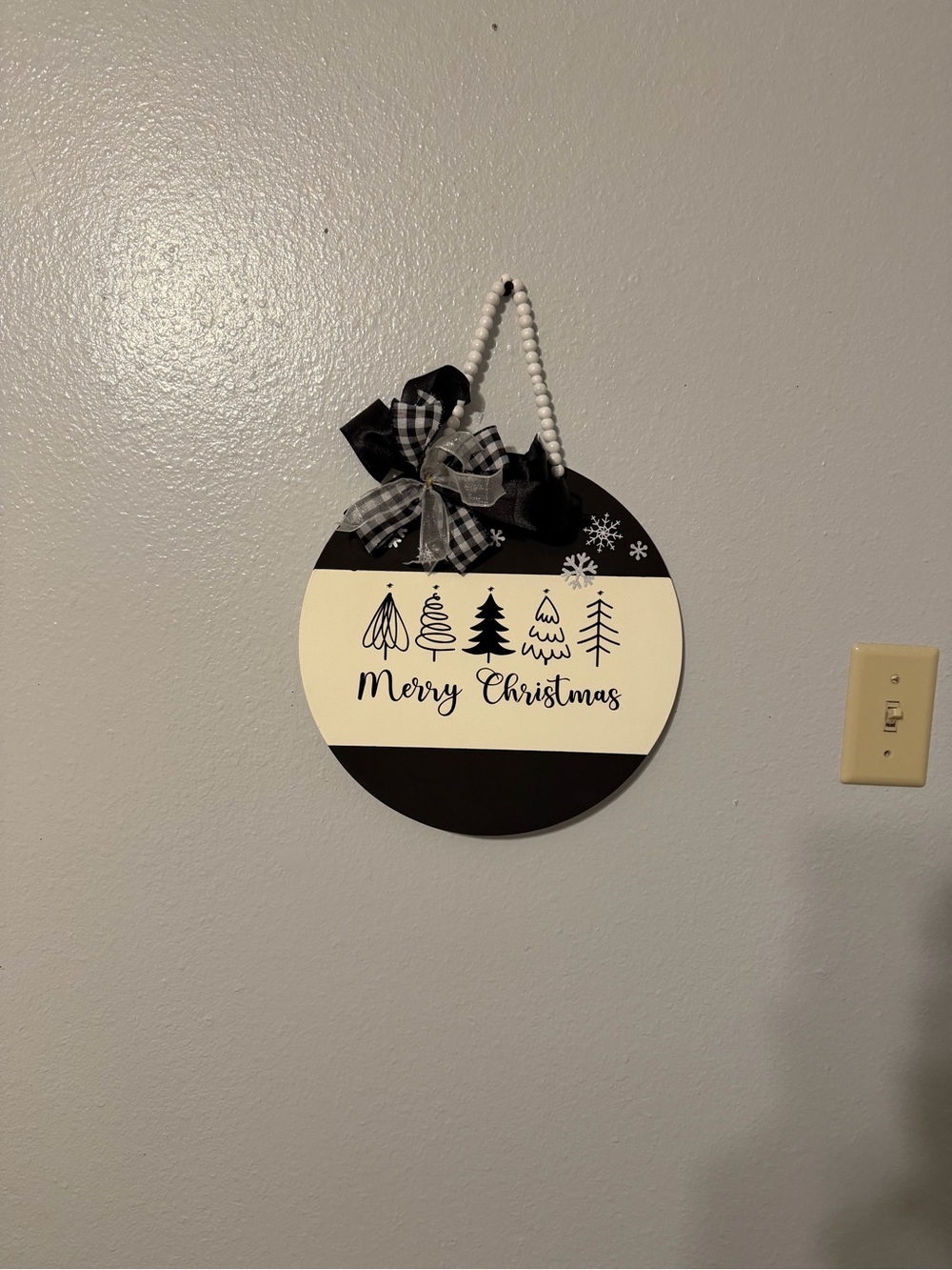 Merry Christmas Black & White Wall Hanging
